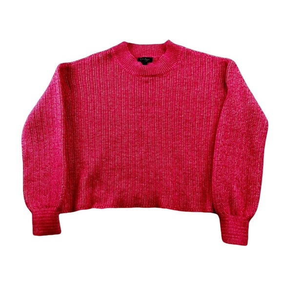 Jessica Sweaters - Jessica Simpson Ribbed Knit Cropped Mock Neck Sweater – Women's Size L– Hot Pink